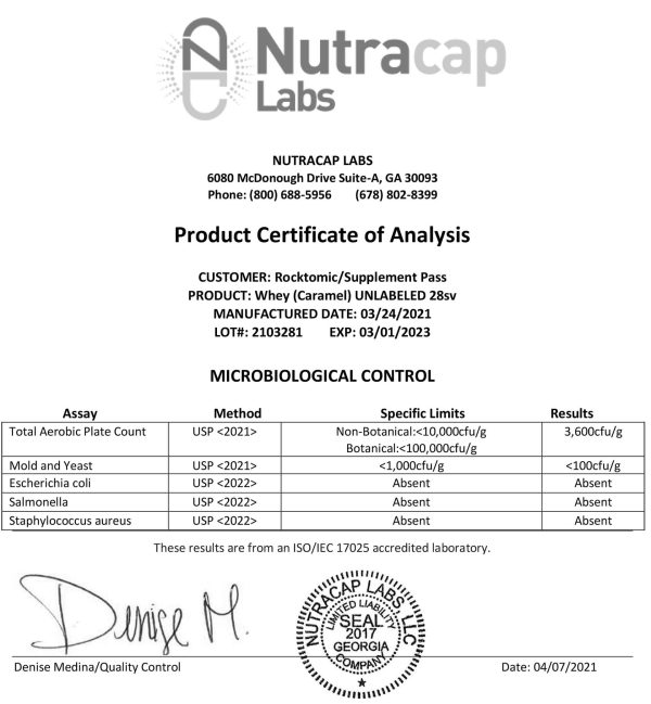 Cert. of Analysis