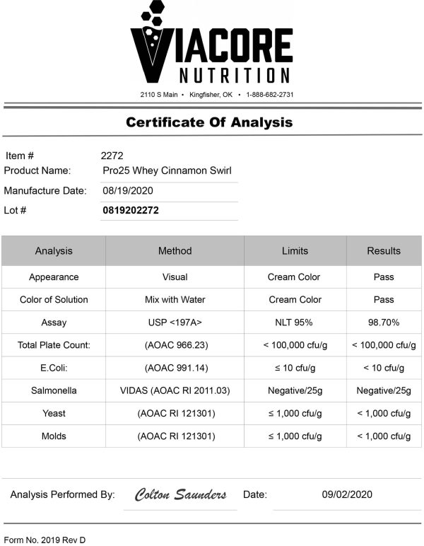 Cert. of Analysis