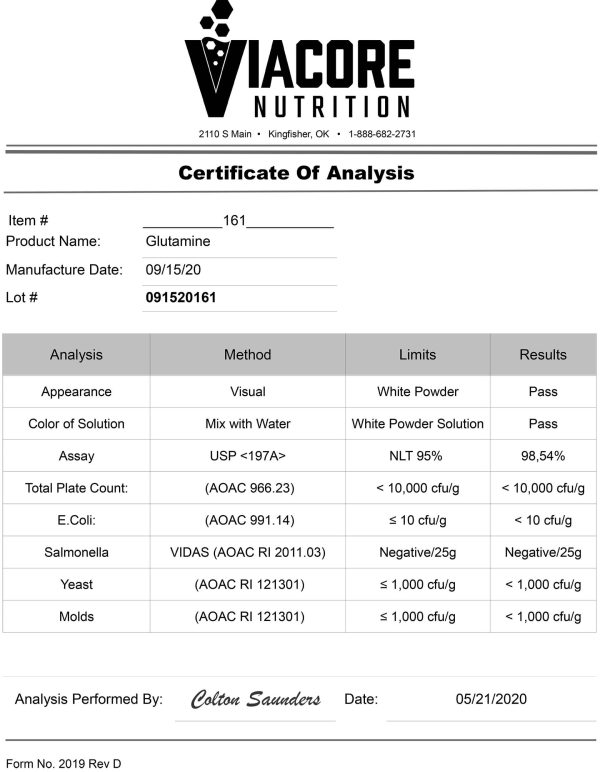 Cert. of Analysis